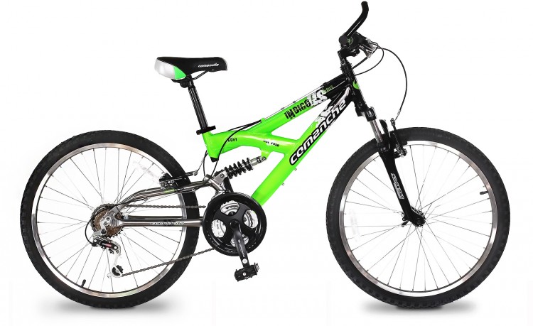 Велосипед COMANCHE Indigo DS 24 (2015), рама 15", черный/зеленый