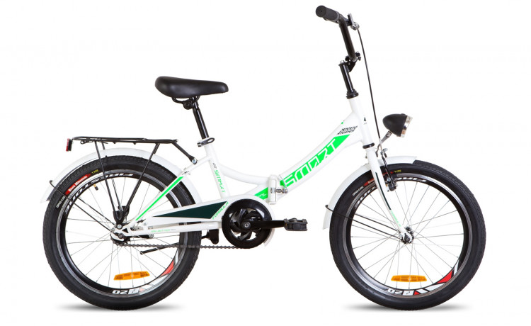 Велосипед FORMULA Smart 20 с фонарем (2019), рама 13", белый/зеленый